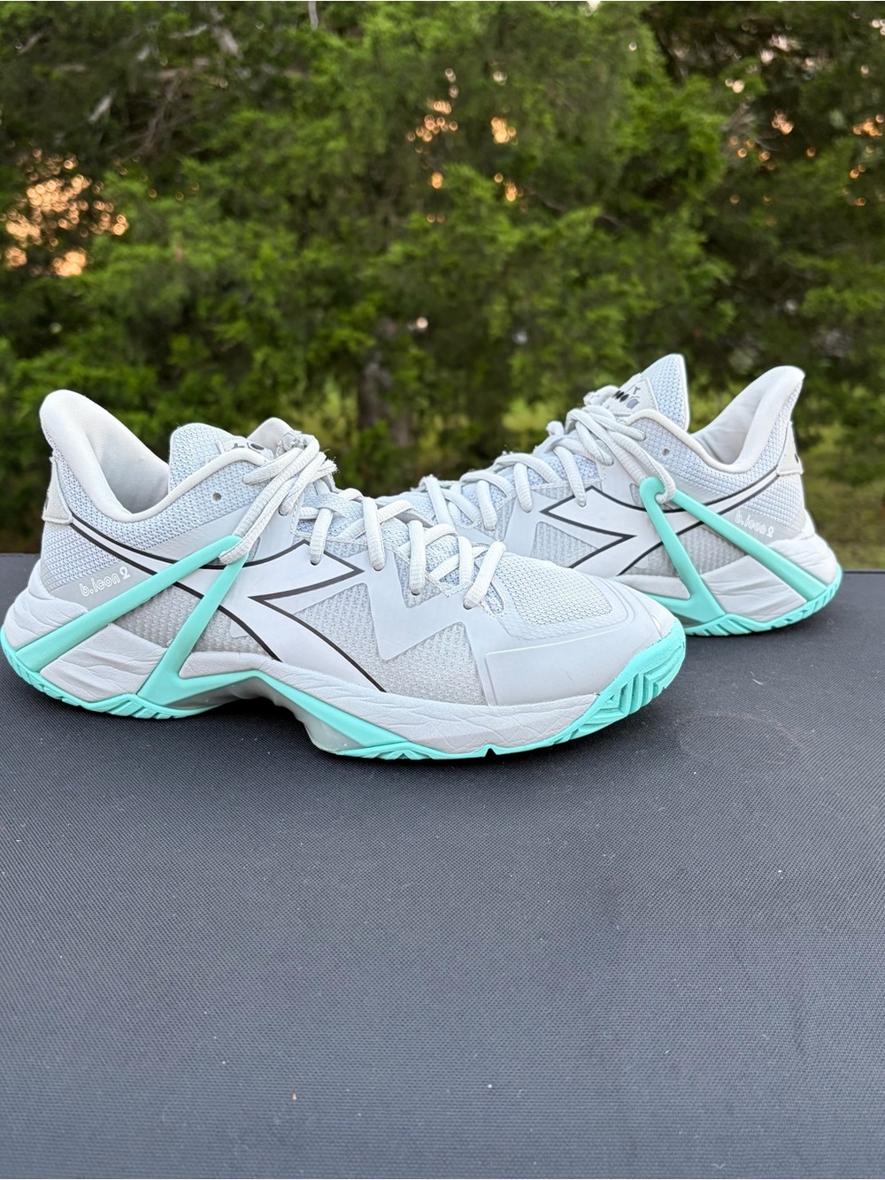 diadora B.Icon 2 AG All Ground Sneakers Athletic Silver Aruba Blue walk Sz 9.5